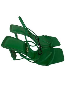 Zara Womens Strappy High Heel Sandals EU 40 US 9 Green Square Toe 2344/110 NWOB